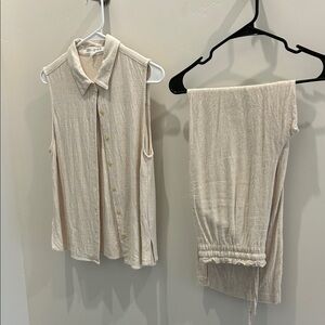 Sleeveless Beige Jumpsuit